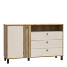Grafton 1 Door 3 Drawer Chest In Cream and Oak - Price Crash Furniture