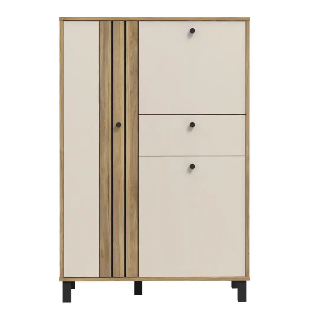 Grafton 3 Door 1 Drawer Cabinet In Cream and Oak - Price Crash Furniture
