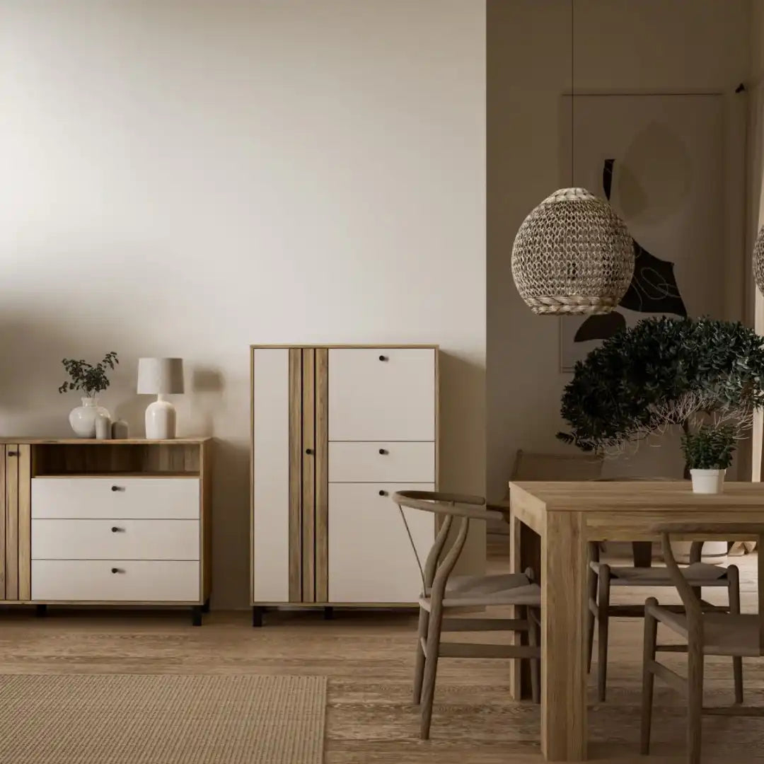 Grafton 3 Door 1 Drawer Cabinet In Cream and Oak - Price Crash Furniture