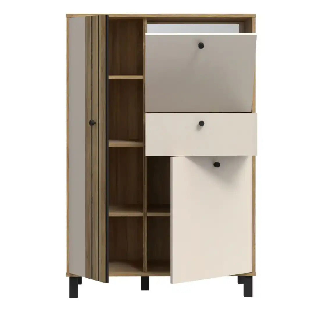 Grafton 3 Door 1 Drawer Cabinet In Cream and Oak - Price Crash Furniture