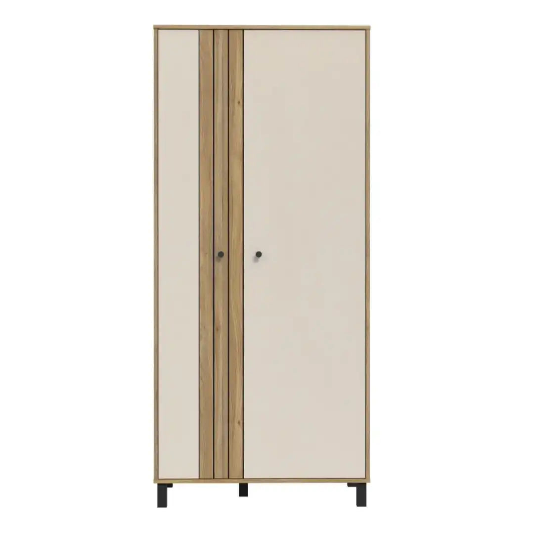 Grafton 2 Door Wardrobe In Cream and Oak - Price Crash Furniture