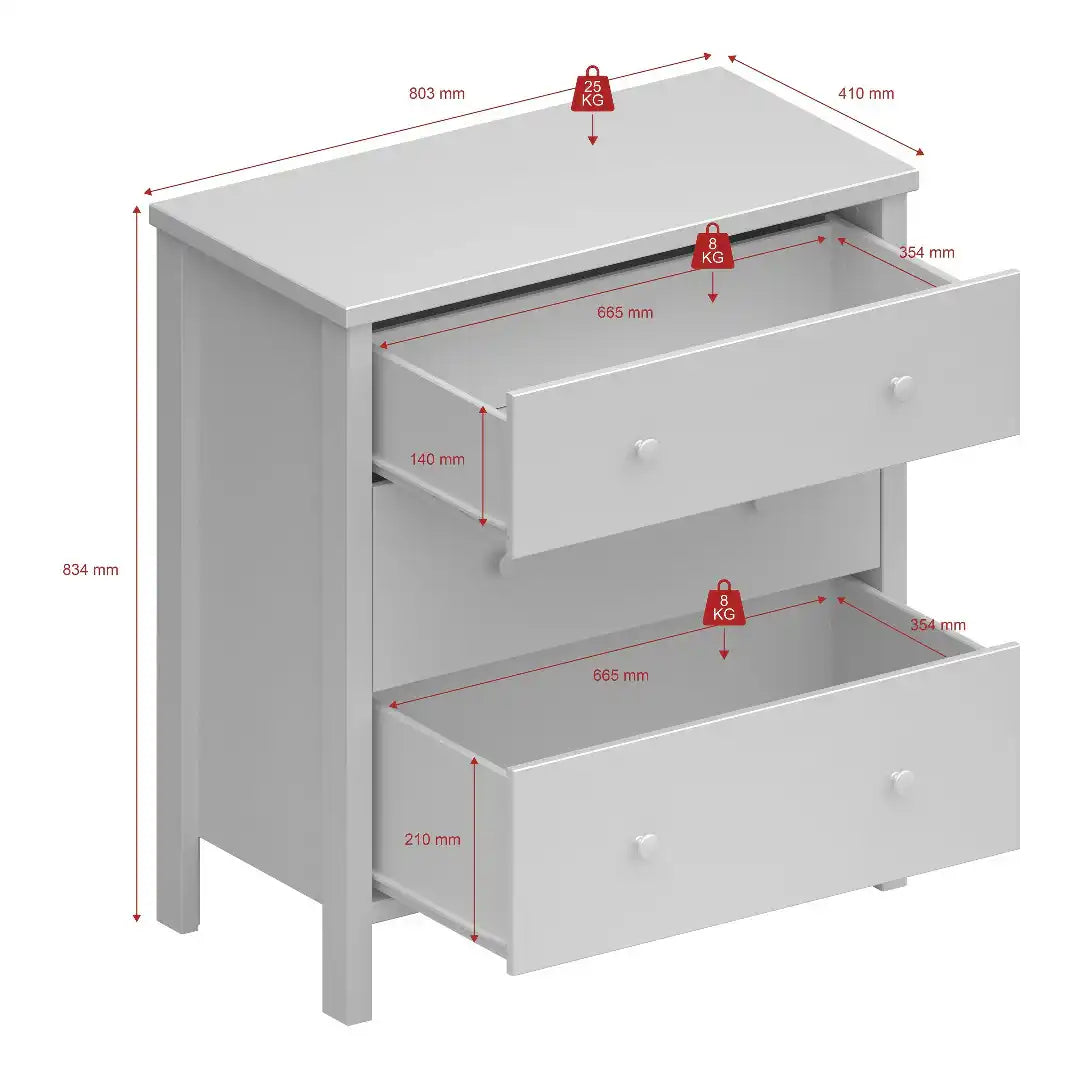 Steens Chest of Drawers, MDF, White, One Size - Price Crash Furniture