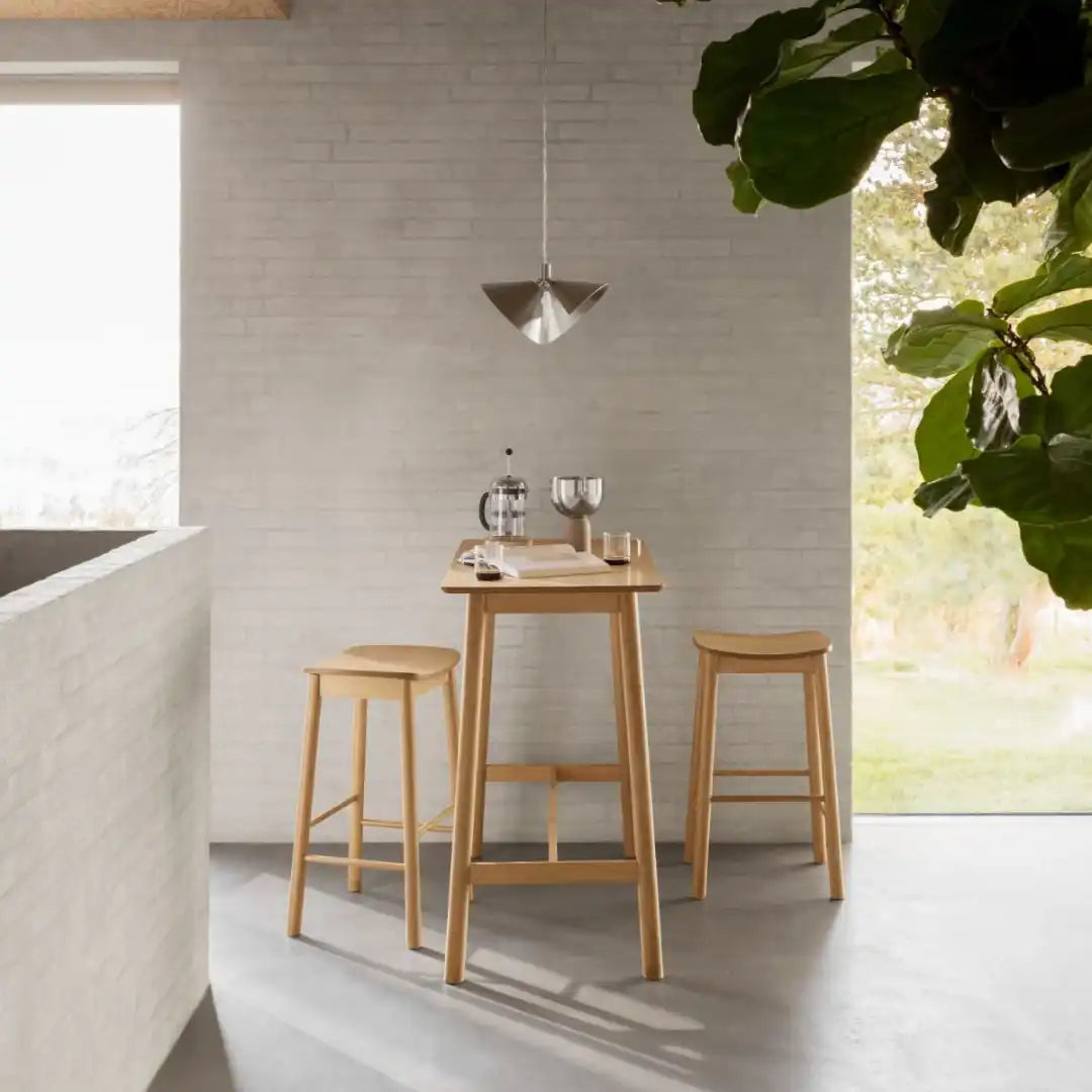 Barlow Bar Table in Matt Oak Includes 2 Barlow Bar Stool Without Back in Matt Oak - Price Crash Furniture