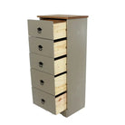 Grey Compact Corona 5 Drawer Narrow Chest - Price Crash Furniture