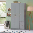 ESSENTIALS 3 DOOR DOUBLE WARDROBE IN GREY - Price Crash Furniture