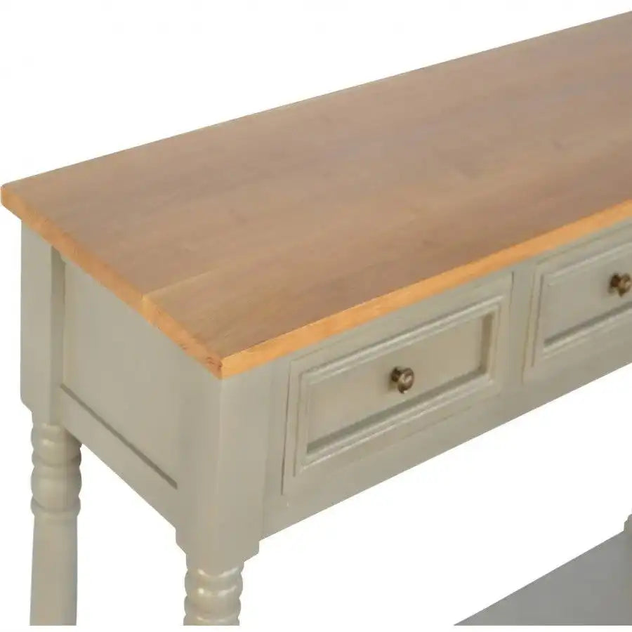 3 Drawer Grey Painted Console Table With Turned Legs - Price Crash Furniture