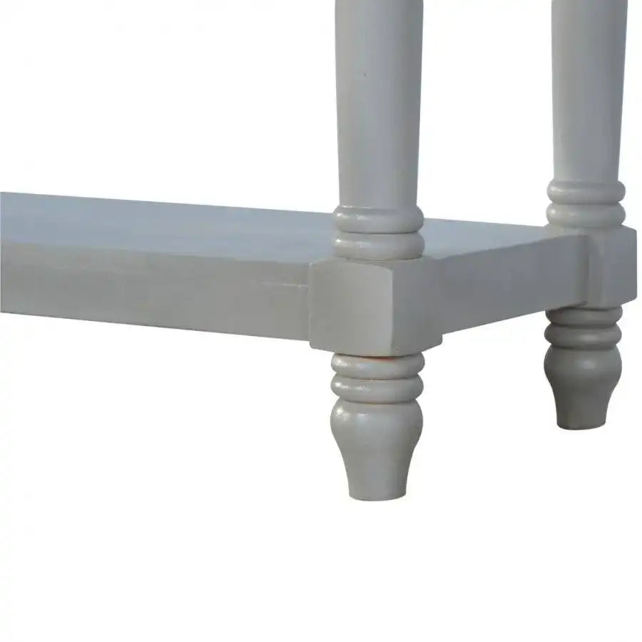 3 Drawer Grey Painted Console Table With Turned Legs - Price Crash Furniture