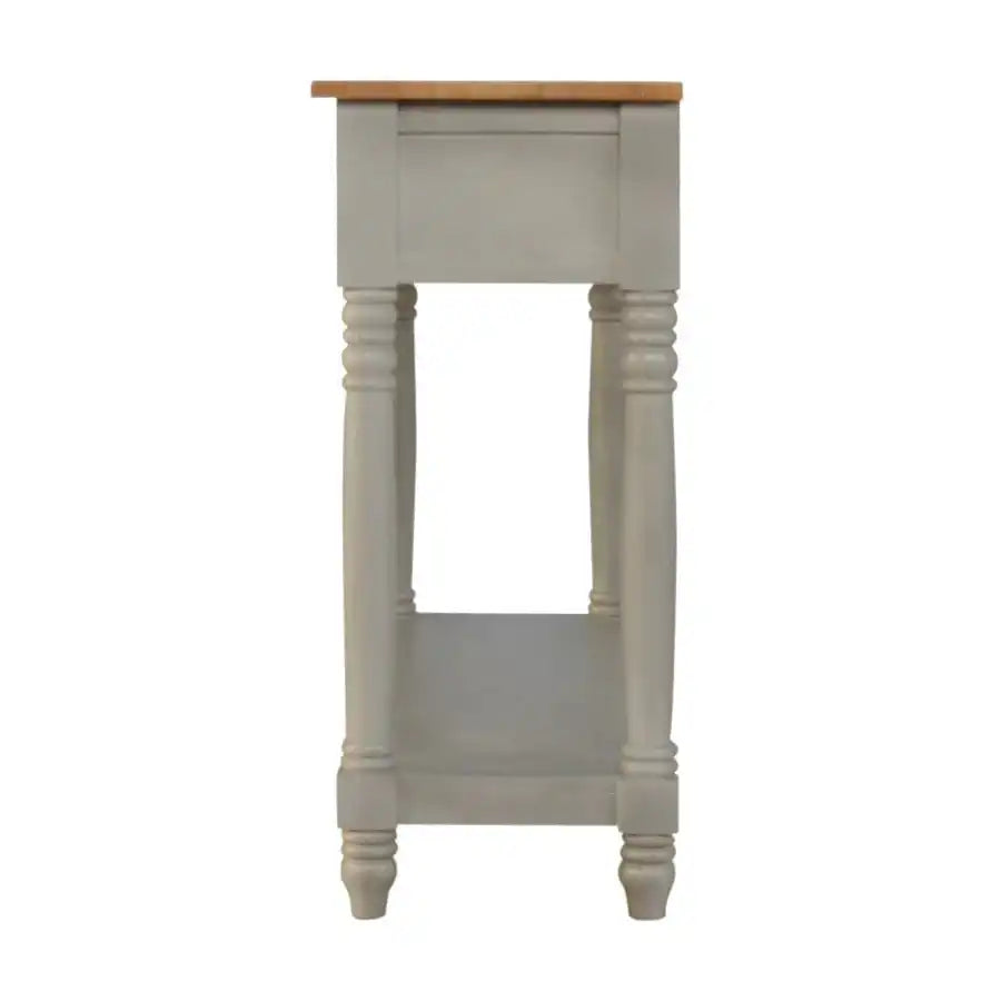3 Drawer Grey Painted Console Table With Turned Legs - Price Crash Furniture