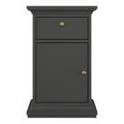 Paris Nightstand Beside Table Cabinet Unit 1 Door 1 Drawer Matt Grey - Price Crash Furniture