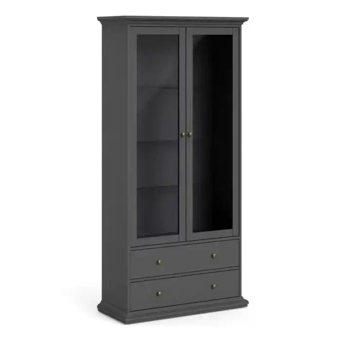 Paris China Cabinet Display Unit Dresser In Matt Grey - Price Crash Furniture