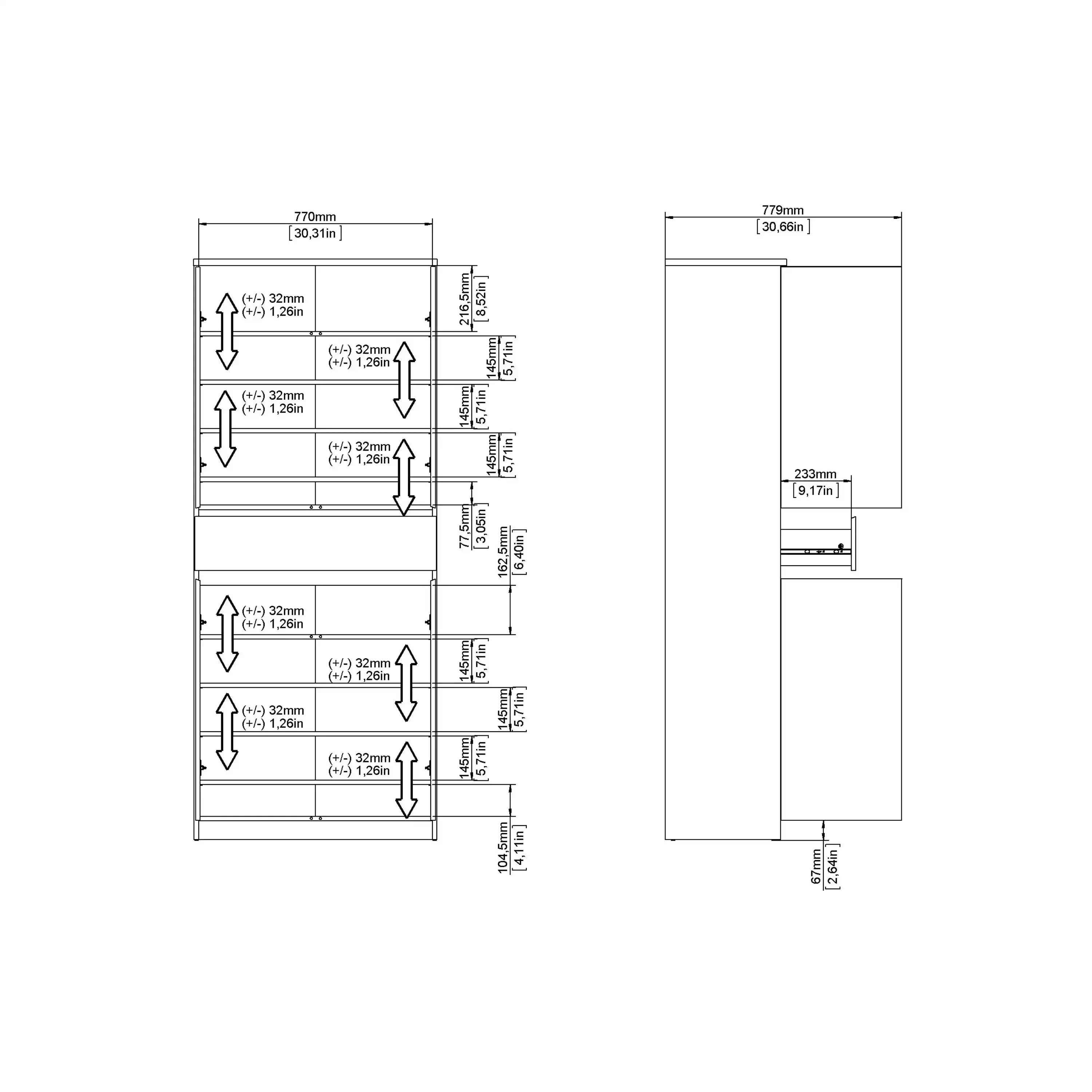 Naia Shoe Cabinet With 4 Doors 1 Drawer In Jackson Hickory Oak And White - Price Crash Furniture