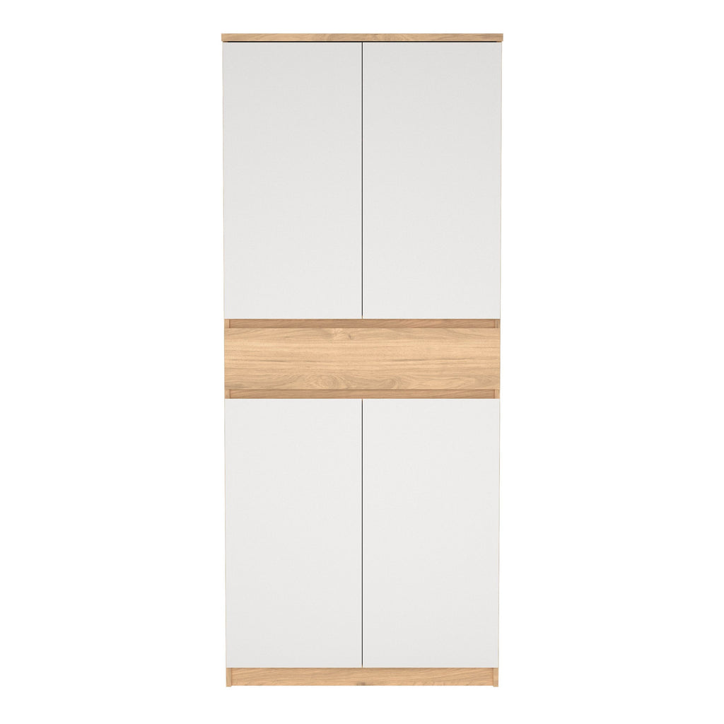 Naia Shoe Cabinet With 4 Doors 1 Drawer In Jackson Hickory Oak And White - Price Crash Furniture