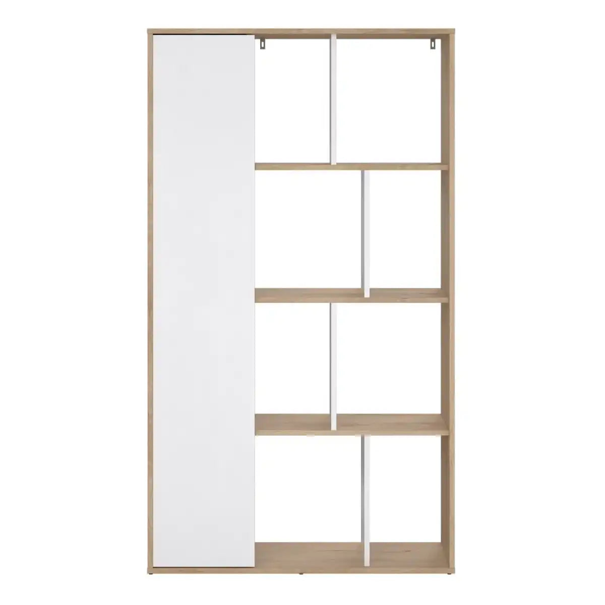 Maze Bookcase With 1 Door In Oak And White High Gloss - Price Crash Furniture