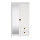 Barcelona Wardrobe With 1 Door 1 Mirror Door 2 Drawers In White - Price Crash Furniture
