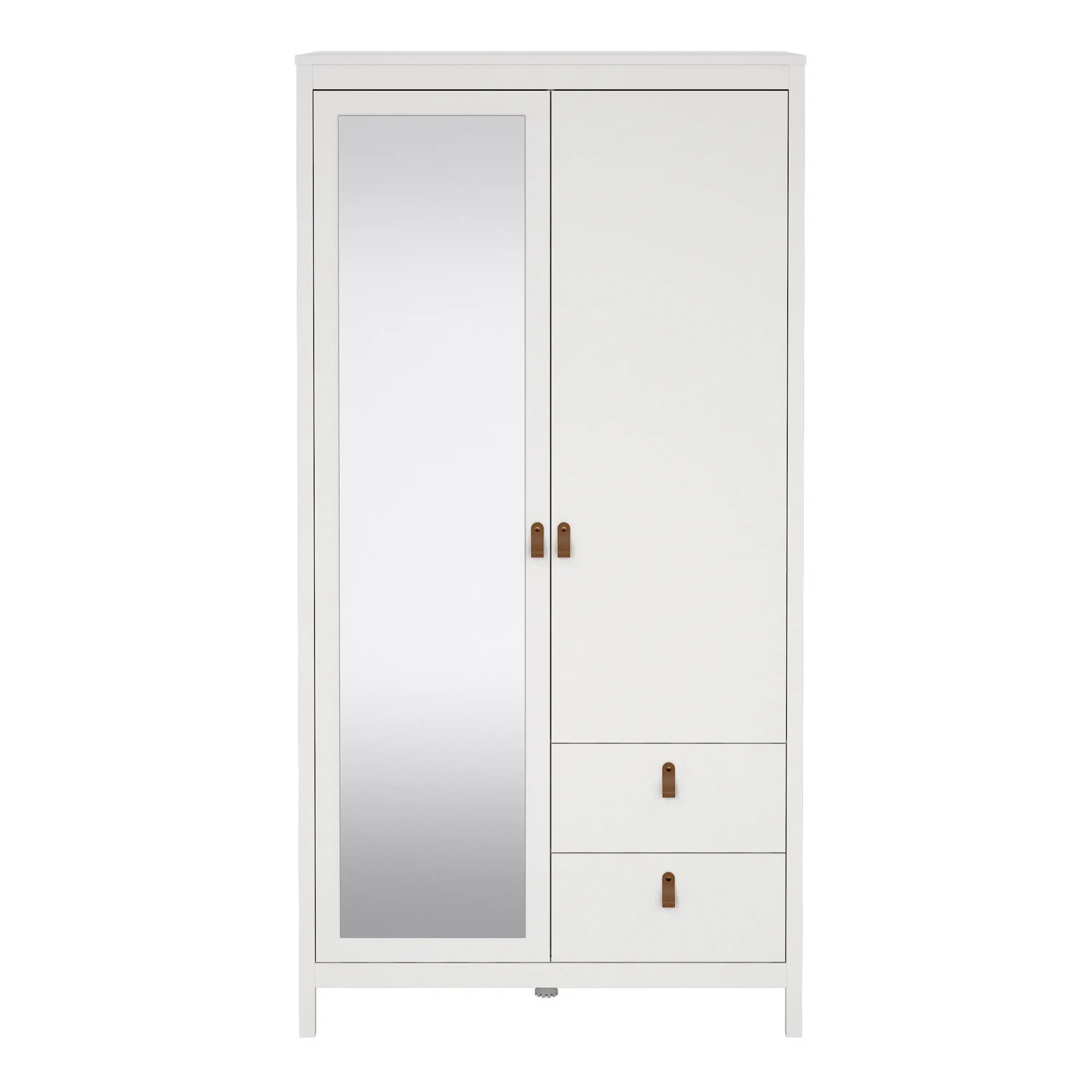 Barcelona Wardrobe With 1 Door 1 Mirror Door 2 Drawers In White - Price Crash Furniture