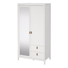 Barcelona Wardrobe With 1 Door 1 Mirror Door 2 Drawers In White - Price Crash Furniture