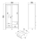Barcelona Wardrobe With 1 Door 1 Mirror Door 2 Drawers In White - Price Crash Furniture