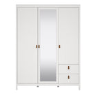 Barcelona Wardrobe With 2 Doors 1 Mirror Door 2 Drawers In White - Price Crash Furniture