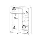 Barcelona Wardrobe With 2 Doors 1 Mirror Door 2 Drawers In Matt Black - Price Crash Furniture