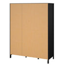 Barcelona Wardrobe With 2 Doors 1 Mirror Door 2 Drawers In Matt Black - Price Crash Furniture