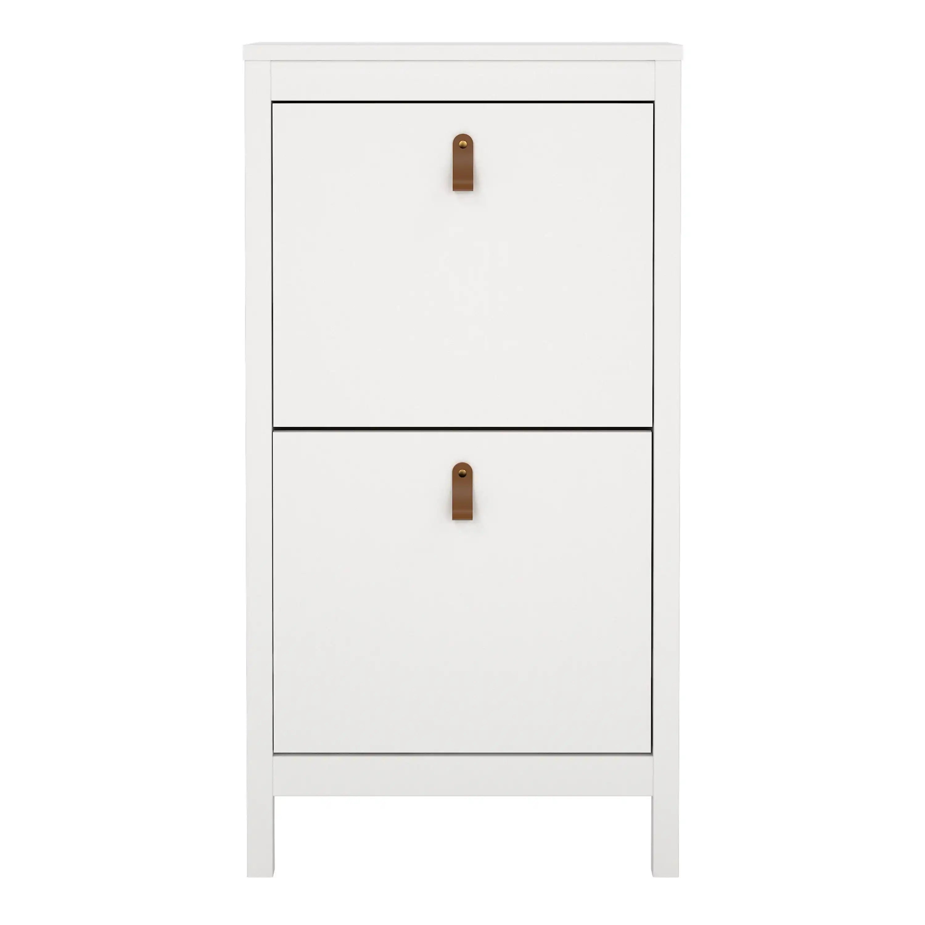 Barcelona Shoe Cabinet 2 Flip Down Doors In White - Price Crash Furniture