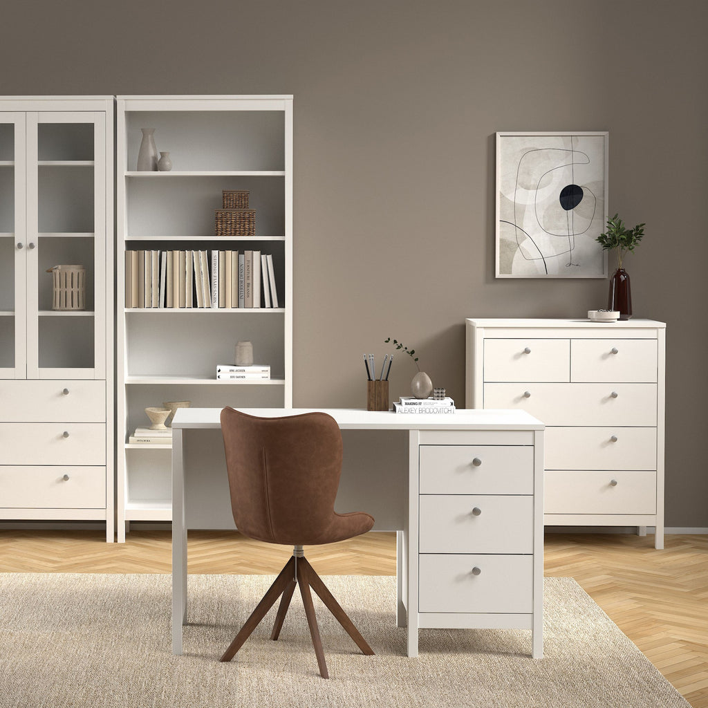 Madrid Home Office Study Desk with 3 Drawers in White - Price Crash Furniture