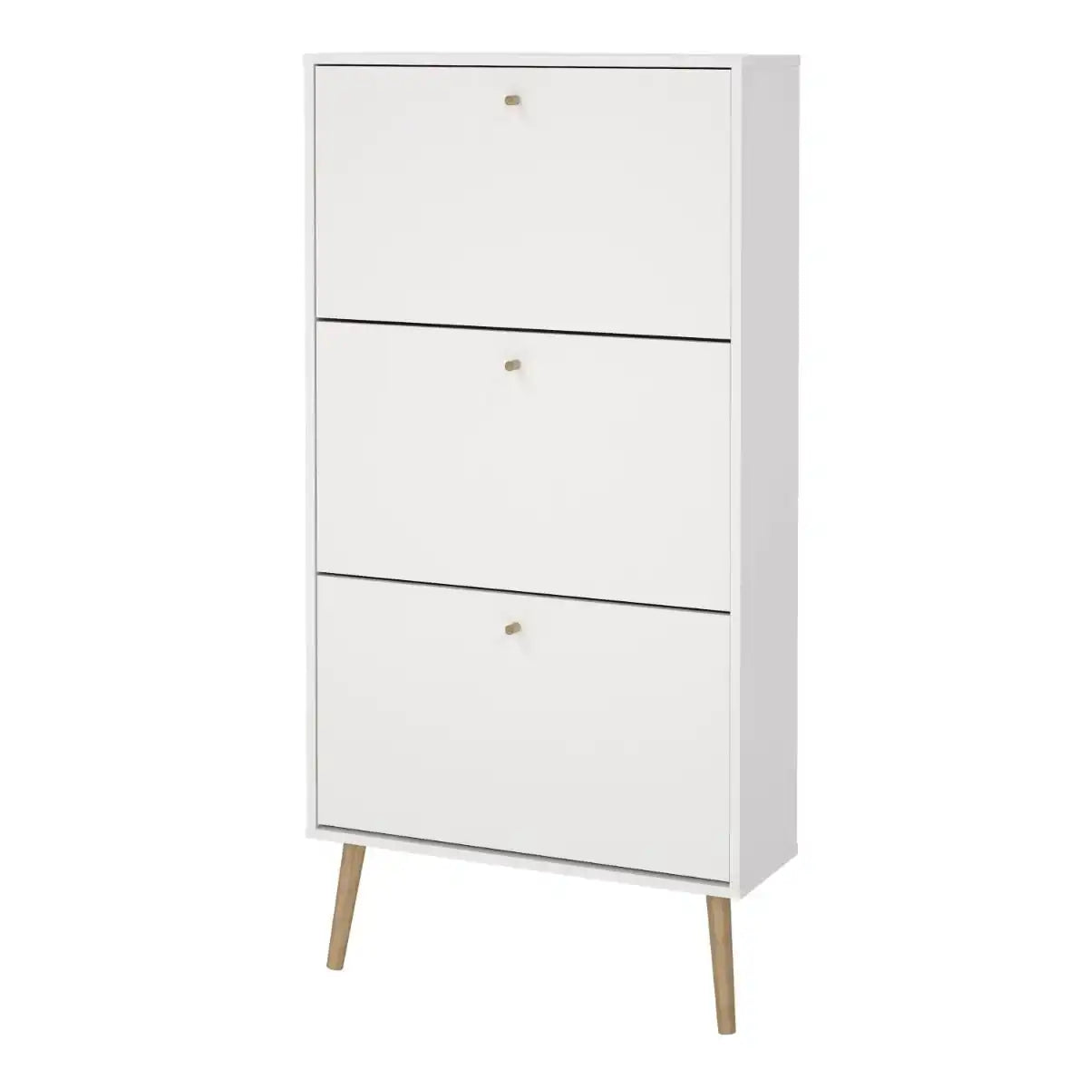 Cumbria Shoe Cabinet 3 Flip Down Doors White - Price Crash Furniture