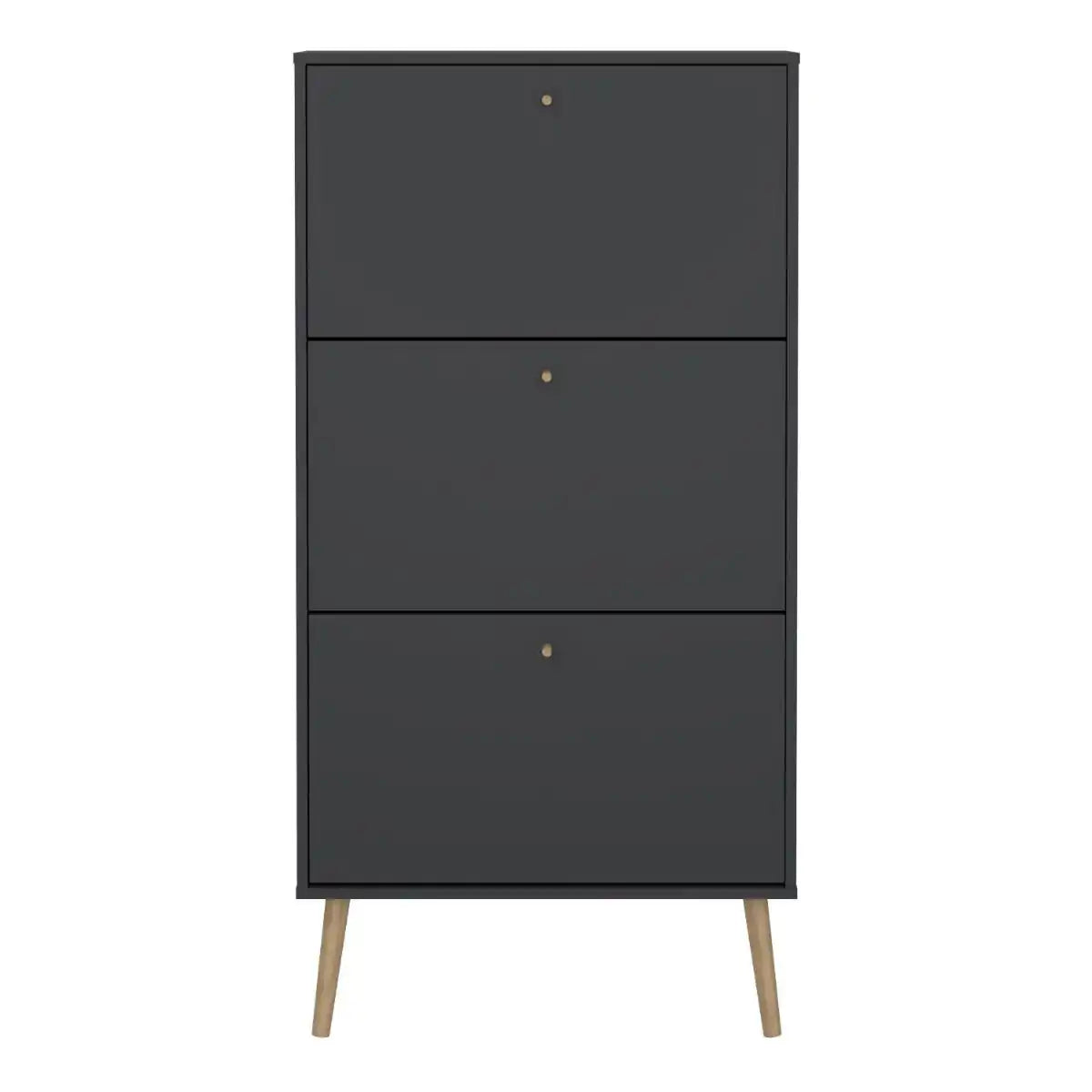 Cumbria Shoe Cabinet Storage Unit 3 Flip Down Doors Dark Grey - Price Crash Furniture