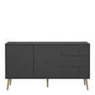 Cumbria Large Sideboard Buffet Unit 2 Doors + 3 Drawers Dark Grey - Price Crash Furniture