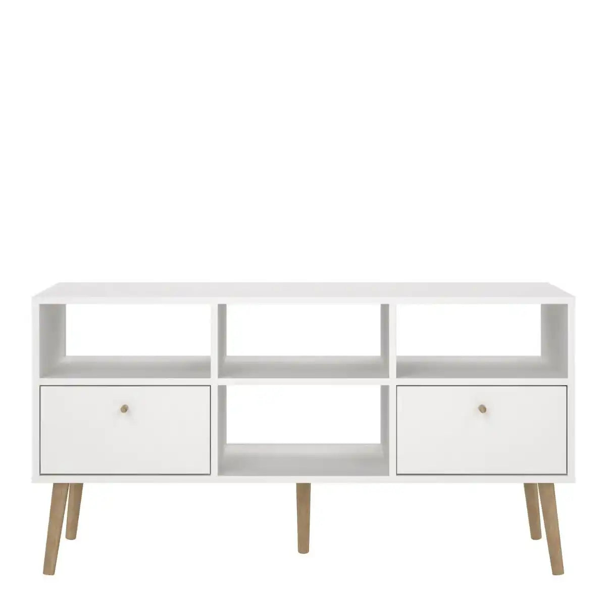 Cumbria TV Cabinet Unit 2 Drawers White - Price Crash Furniture