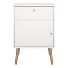 Cumbria Nightstand 1 Door + 1 Drawer White - Price Crash Furniture