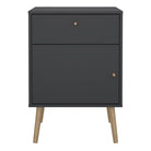 Cumbria Bedside Table Cabinet 1 Door + 1 Drawer Dark Grey - Price Crash Furniture