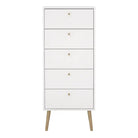 Cumbria Tall Narrow Tallboy 5 Drawer White Chest of Drawers - Price Crash Furniture