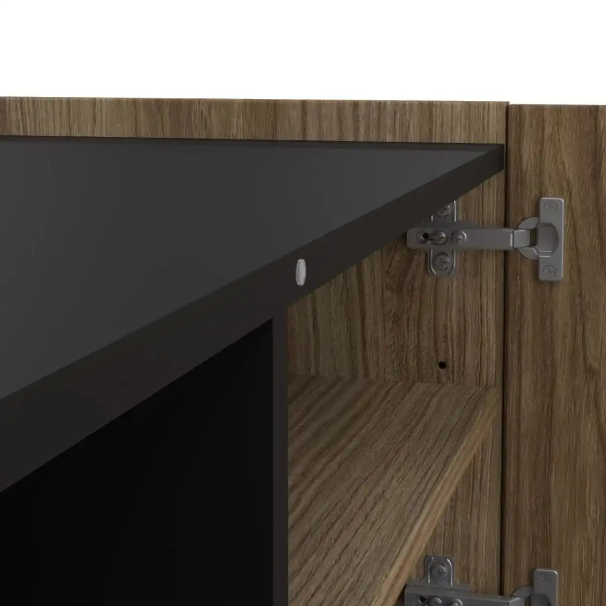 Kendall TV Cabinet With 2 Doors + 1 Drawer in Oak And Black - Price Crash Furniture