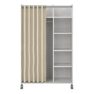 Uppsala Open Mobile Wardrobe White & Beige Textile Curtain - Price Crash Furniture