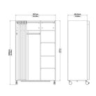 Uppsala Open Mobile Wardrobe White & Beige Textile Curtain - Price Crash Furniture