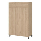 Uppsala Open Mobile Wardrobe Oak & Beige Textile Curtain On Wheels - Price Crash Furniture