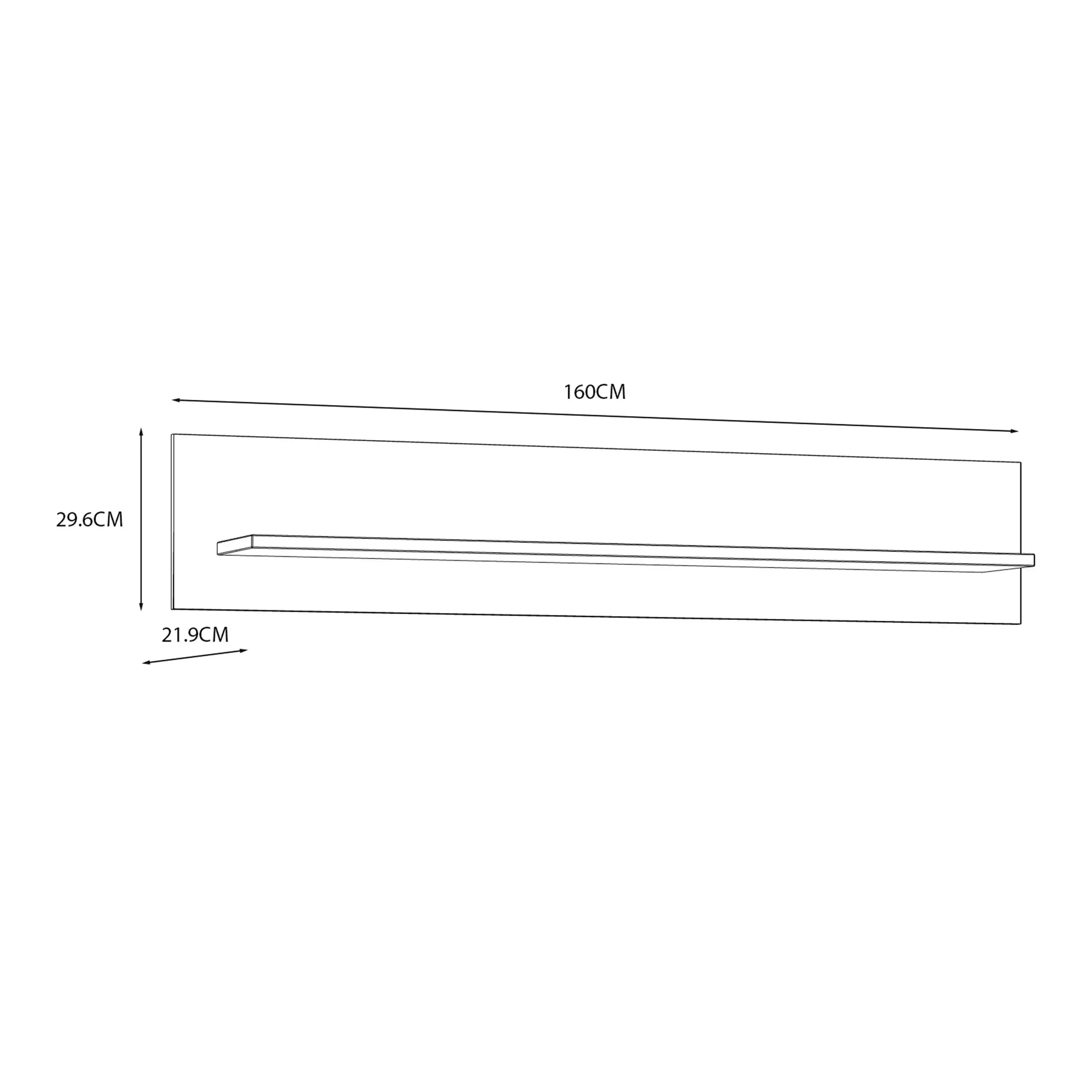 Bohol 160cm Floating Wall Shelf In Riviera Oak & Navy Blue - Price Crash Furniture