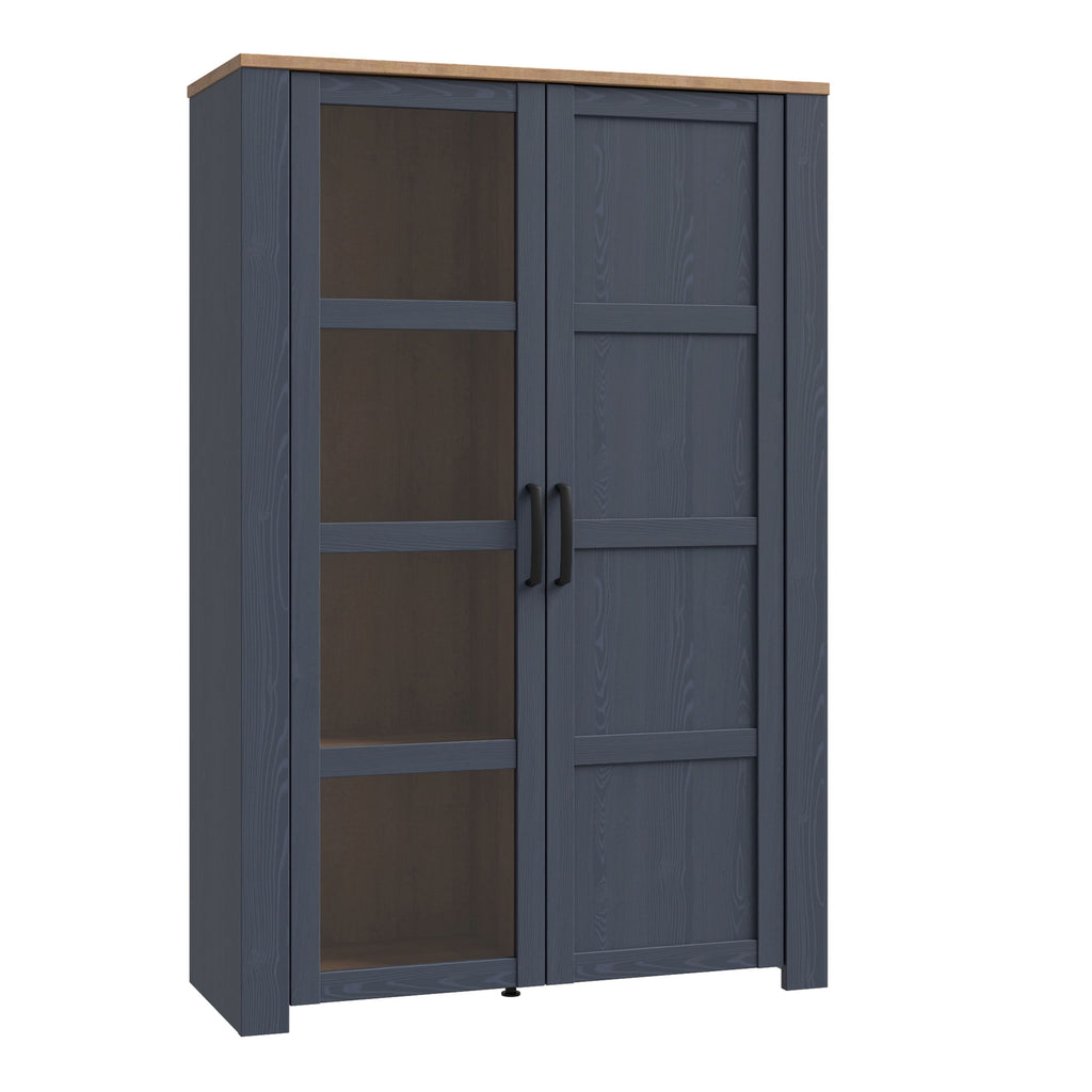 Bohol 2 Door Display Cabinet In Riviera Oak & Navy - Price Crash Furniture