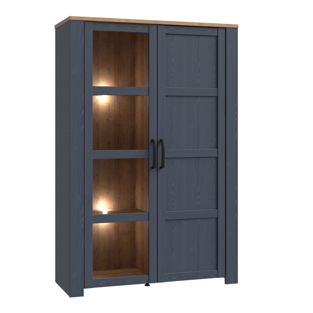 Bohol 2 Door Display Cabinet In Riviera Oak & Navy - Price Crash Furniture