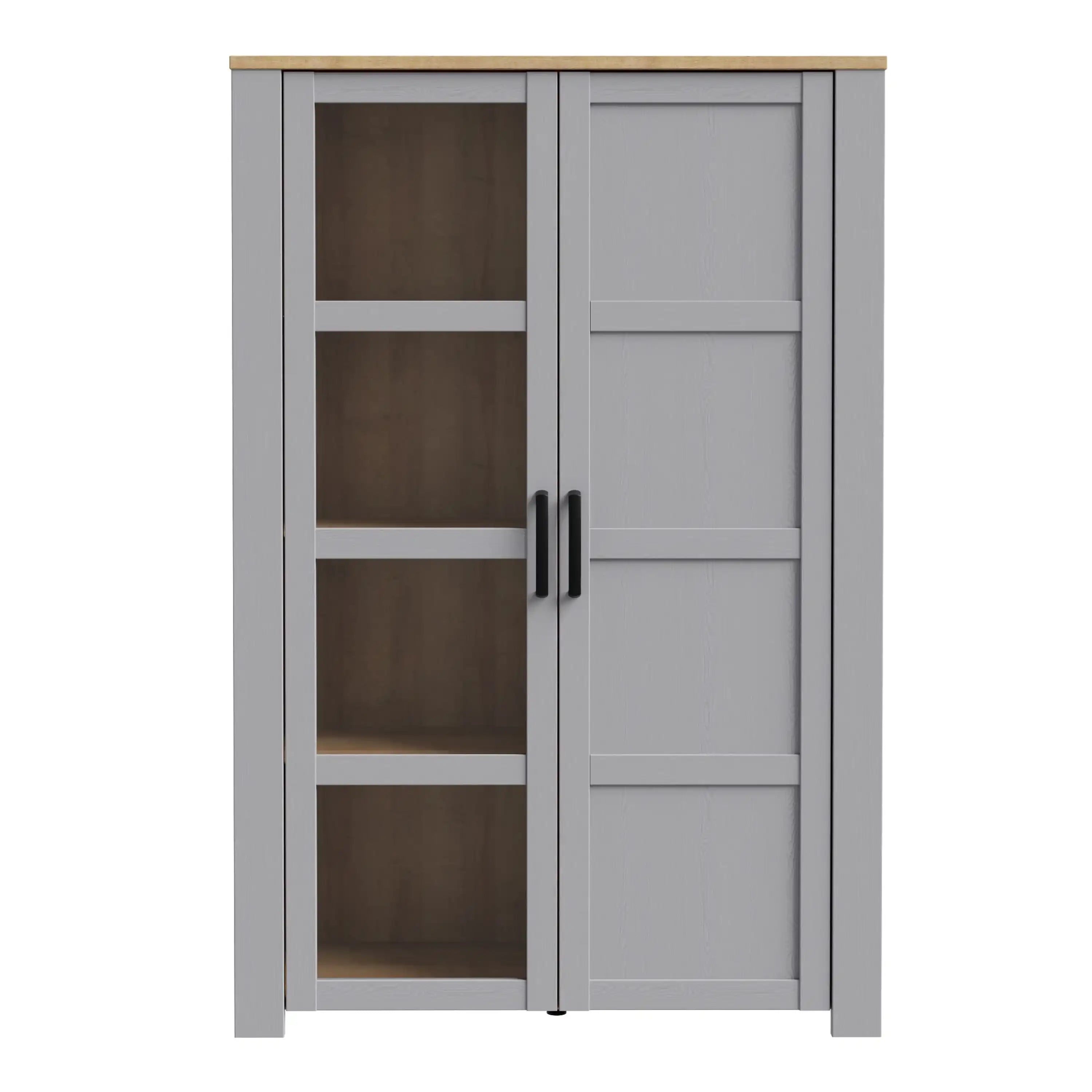 Bohol 2 Door Display Cabinet In Riviera Oak & Grey Oak - Price Crash Furniture