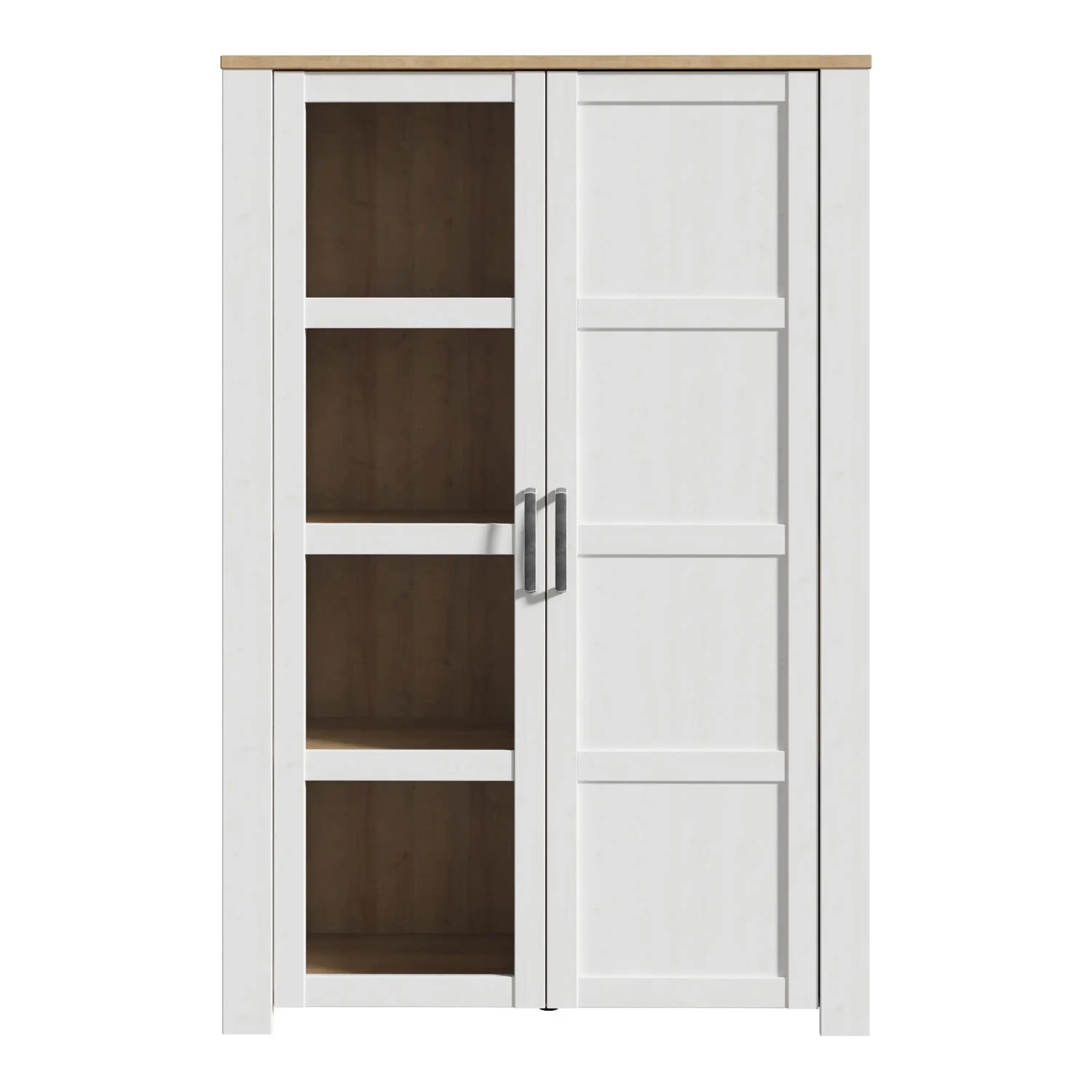 Bohol 2 Door Display Cabinet In Riviera Oak & White - Price Crash Furniture