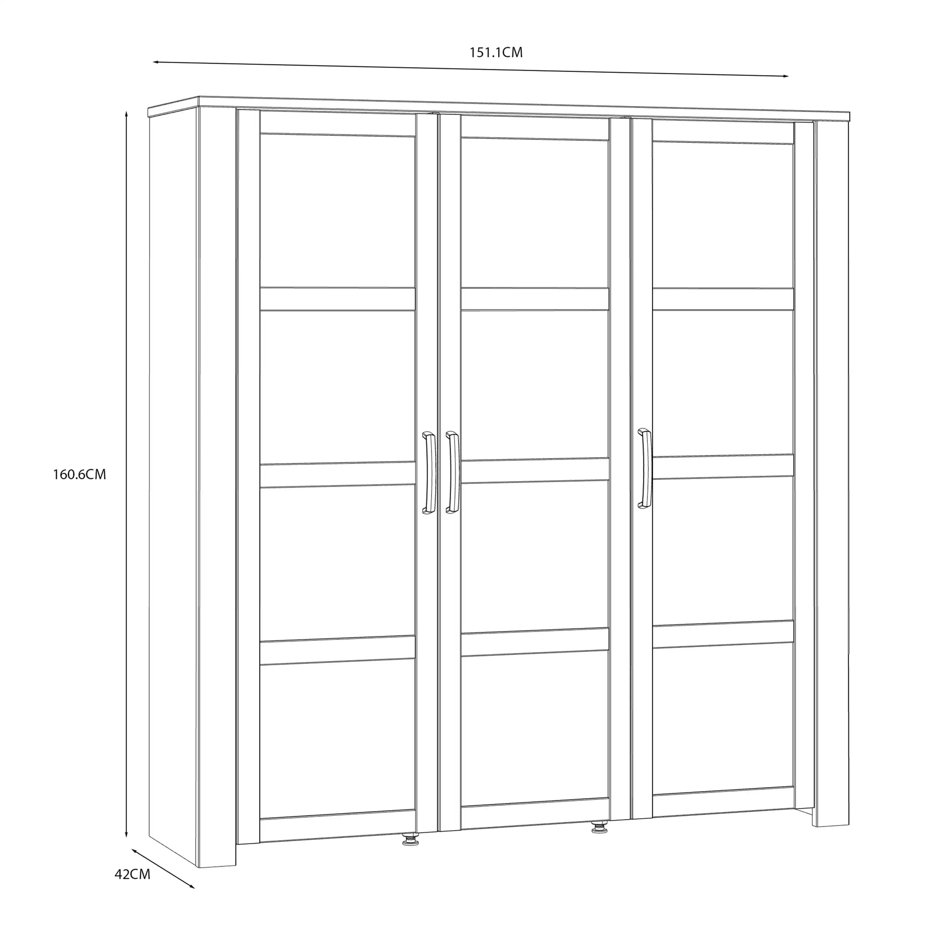 Bohol 3 Door Large Wide Display Cabinet In Riviera Oak/Navy - Price Crash Furniture