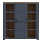 Bohol 3 Door Large Wide Display Cabinet In Riviera Oak/Navy - Price Crash Furniture