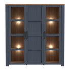 Bohol 3 Door Large Wide Display Cabinet In Riviera Oak/Navy - Price Crash Furniture