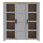 Bohol 3 Door Large Display Cabinet In Riviera Oak & Grey Oak - Price Crash Furniture