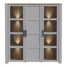 Bohol 3 Door Large Display Cabinet In Riviera Oak & Grey Oak - Price Crash Furniture