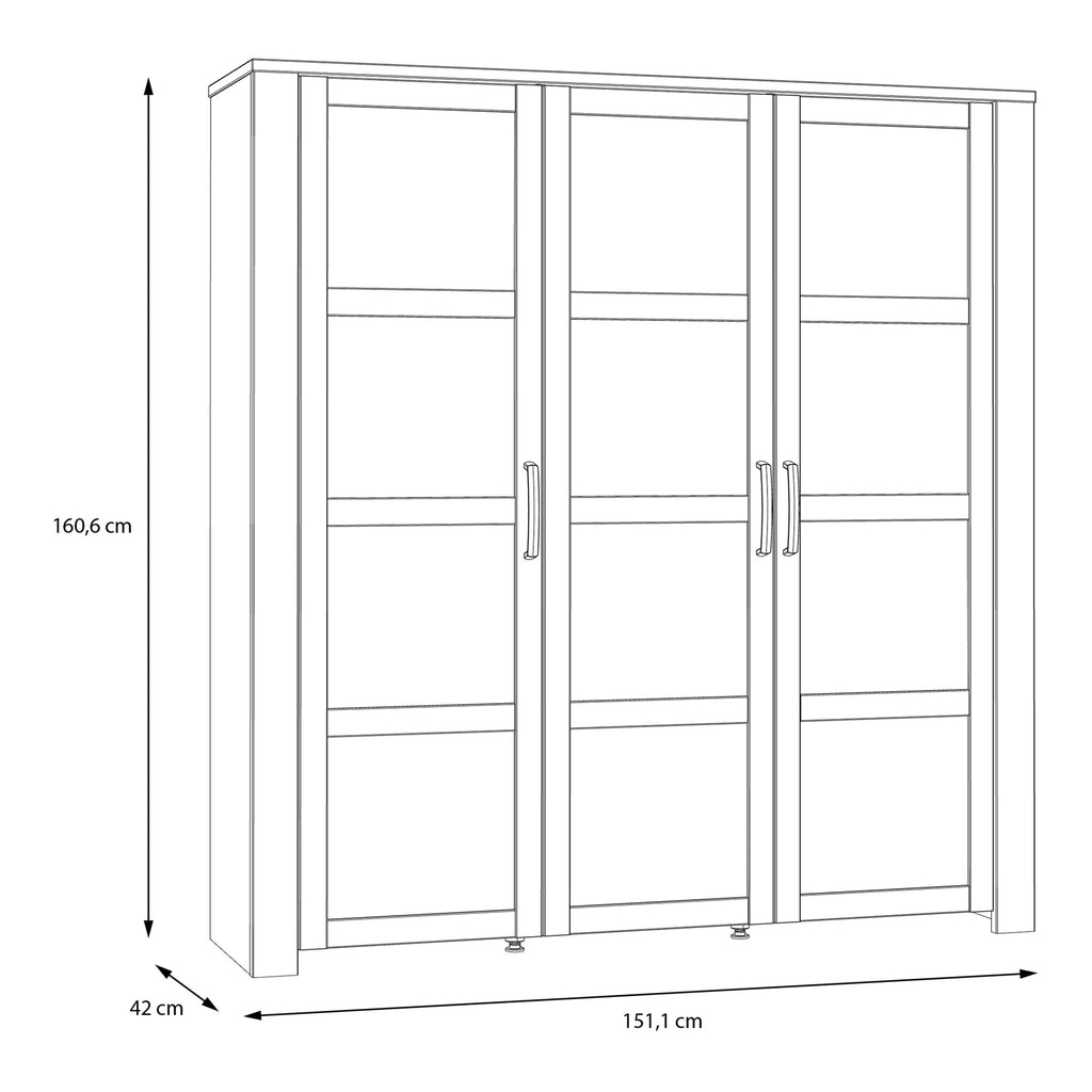 Bohol 3 Door Large Display Cabinet In Riviera Oak & Grey Oak - Price Crash Furniture