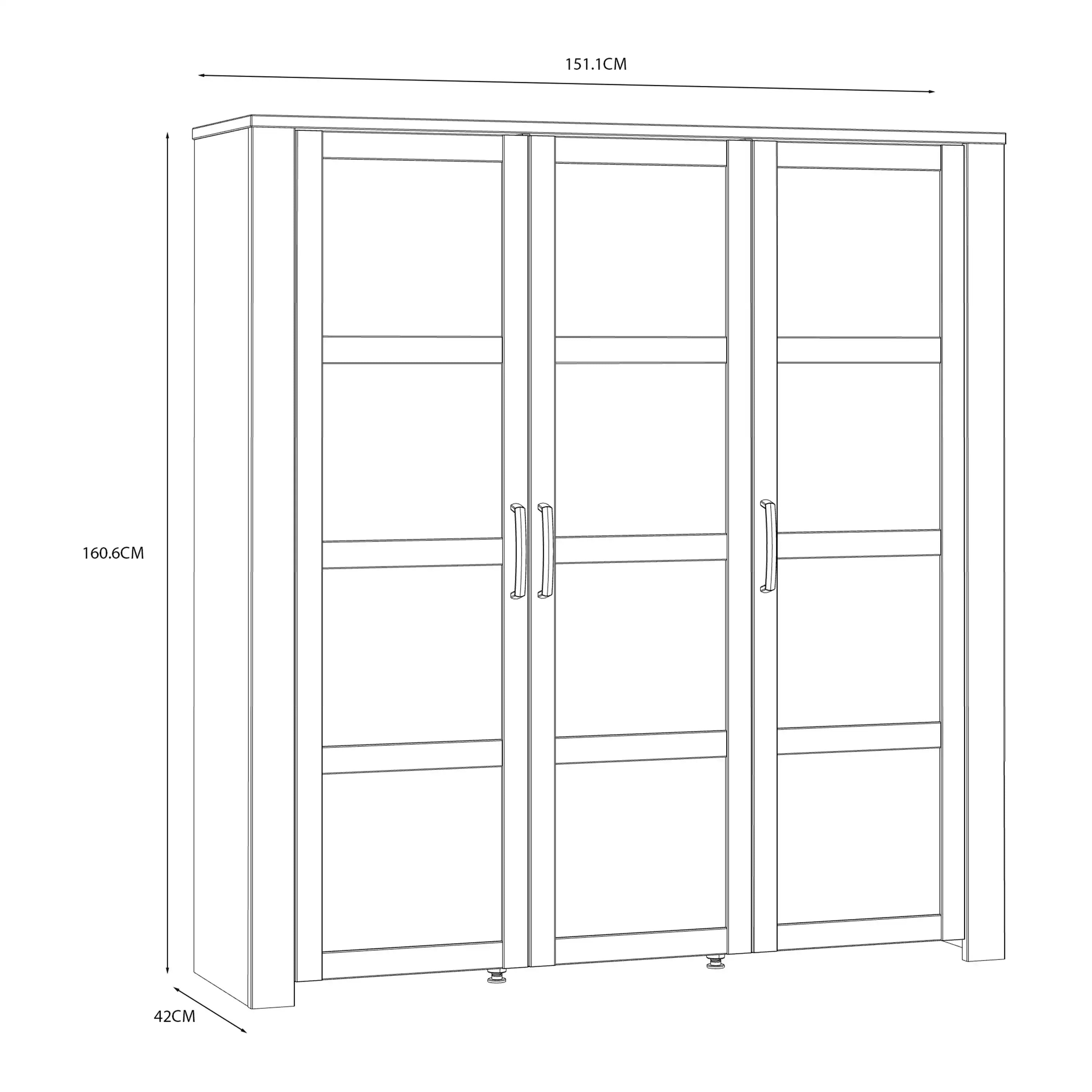 Bohol 3 Door Large Display Cabinet In Riviera Oak & White - Price Crash Furniture