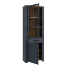 Bohol 2 Door 1 Drawer Tall Narrow Display Cabinet In Riviera Oak & Navy - Price Crash Furniture